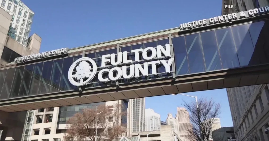 Fulton County Government Downtown overpass in downtown Atlanta.