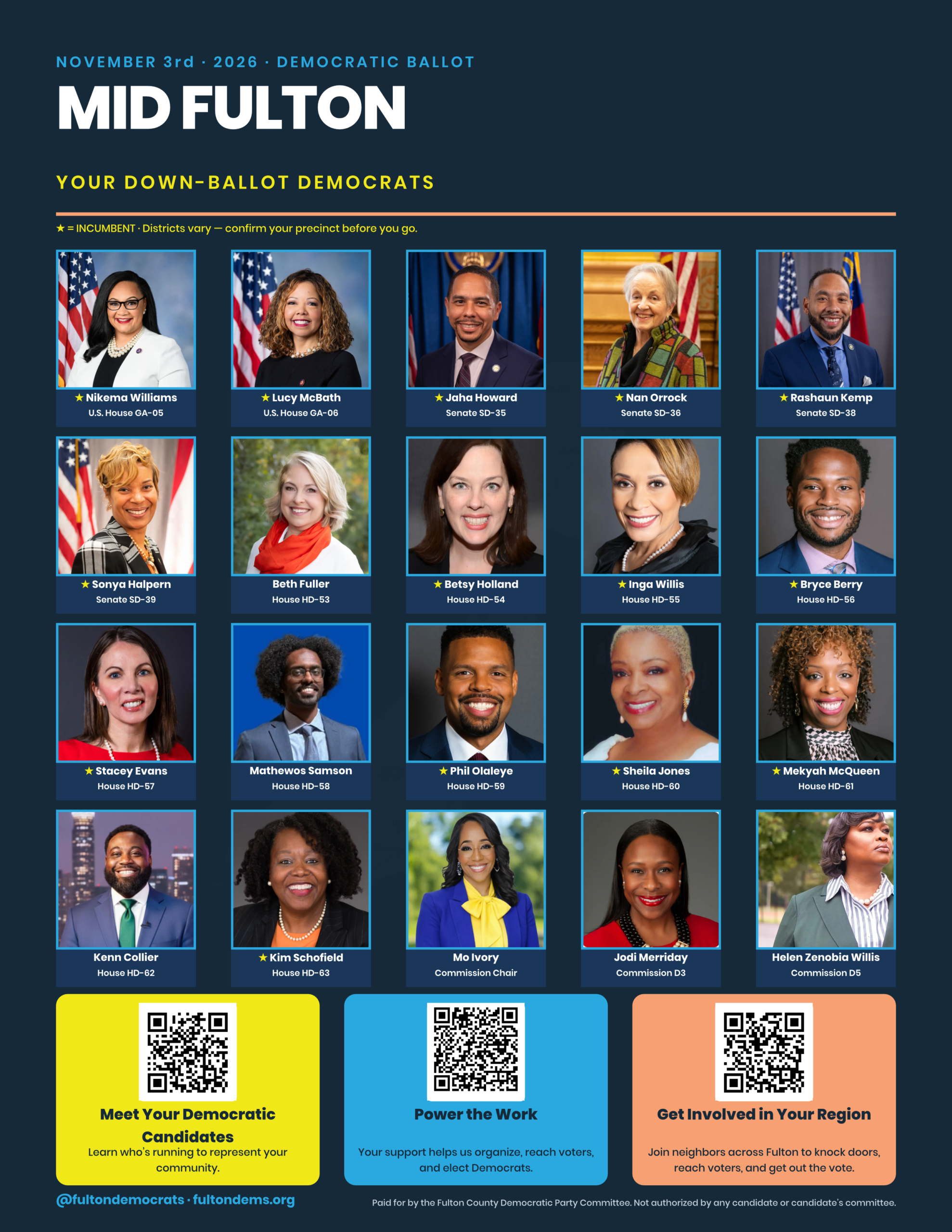 Atlanta candidate list: every Democrat on the ballot, by office.