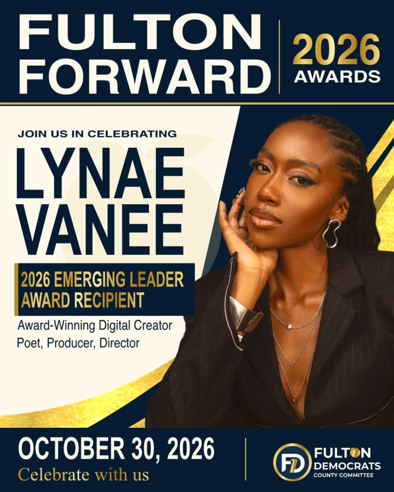 Join us in celebrating Lynae Vanee, 2026 Emerging Leader Award recipient. Award-winning digital creator, poet, producer and director. Fulton Forward 2026 Awards, October 30, 2026.